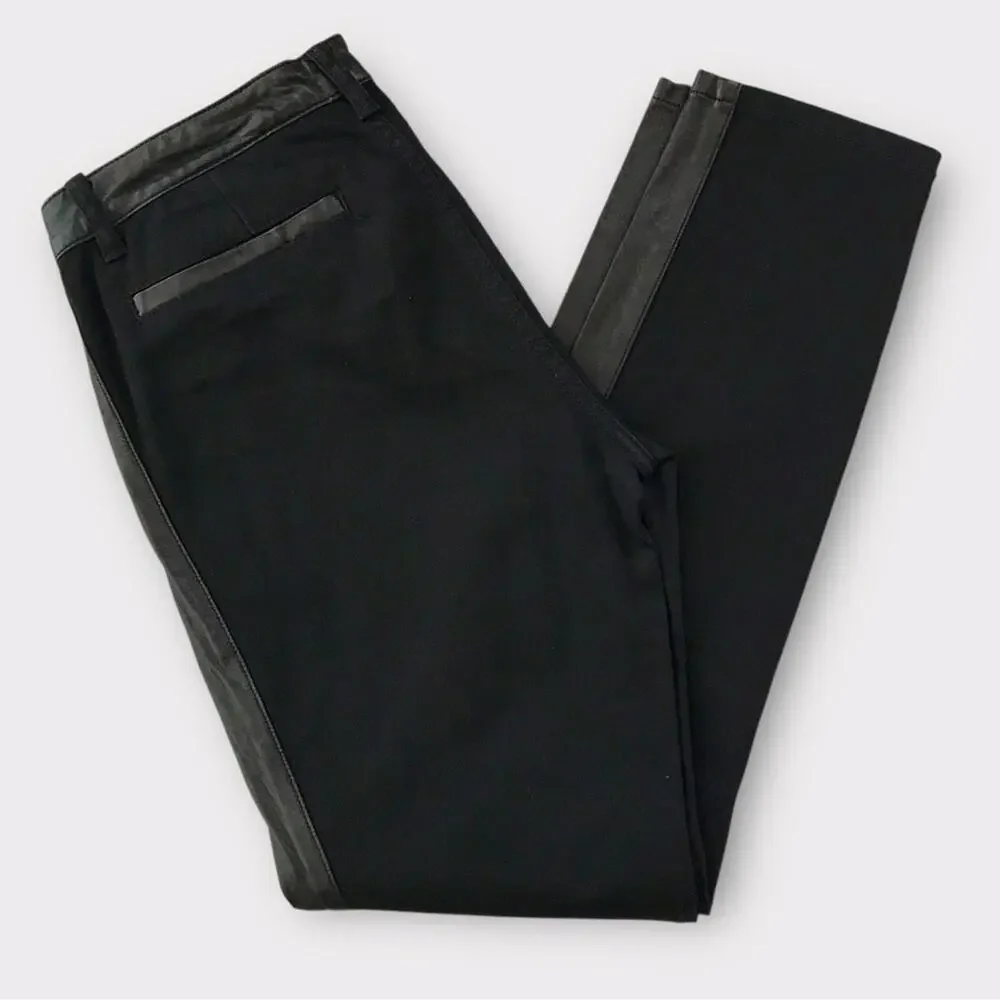 Tory Burch Black Denim & Leather Skinny Jeans Dressy or Casual Size 31